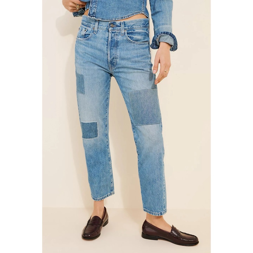 Anthropologie Edwin Kali Ankle Patchwork Jeans Boho 100% Organic Cotton, 24